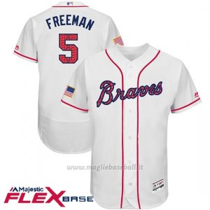 Maglia Baseball Uomo Atlanta Braves 2017 Estrellas y Rayas 5 Frojodie Freeman Bianco Flex Base