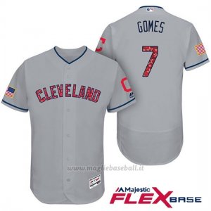 Maglia Baseball Uomo Cleveland Indians 2017 Estrellas y Rayas Yan Gomes Grigio Flex Base