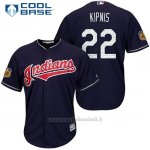 Maglia Baseball Uomo Cleveland Indians Jason Kipnis 22 Blu 2017 Allenamento Primaverile Cool Base Giocatore
