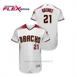 Maglia Baseball Uomo Arizona Diamondbacks Zack Greinke 150th Aniversario Patch Autentico Flex Base Bianco Rosso
