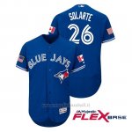 Maglia Baseball Uomo TOrnto Blue Jays Yangervis Solarte 2018 Stars & Stripes Flex Base Royal