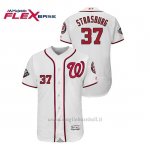 Maglia Baseball Uomo Washington Nationals 37 Stephen Strasburg 2019 World Series Bound Flex Base Bianco