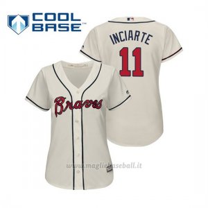 Maglia Baseball Donna Atlanta Braves Ender Inciarte Cool Base Majestic Alternato 2019 Crema