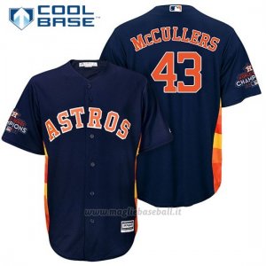 Maglia Baseball Uomo Houston Astros 2017 World Series Campione Lance Mccullers Blu Cool Base
