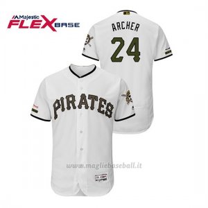 Maglia Baseball Uomo Pittsburgh Pirates Chris Archer 150th Aniversario Patch Autentico Flex Base Bianco