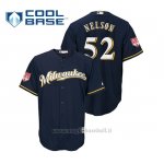Maglia Baseball Uomo Milwaukee Brewers Jimmy Nelson Cool Base Entrenamiento De Primavera 2019 Blu