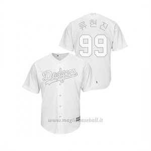 Maglia Baseball Hombre Los Angeles Dodgers 99 Hyun Jin Ryu 2019 Players Weekend Replica Bianco