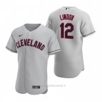 Maglia Baseball Uomo Cleveland Indians Francisco Lindor Autentico 2020 Road Grigio