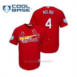 Maglia Baseball Uomo St. Louis Cardinals Yadier Molina Cool Base Entrenamiento De Primavera 2019 Rosso