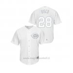 Maglia Baseball Hombre Cincinnati Reds 28 Anthony Desclafani 2019 Players Weekend Disco Replica Bianco