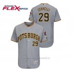 Maglia Baseball Uomo Pittsburgh Pirates Francisco Cervelli 150th Aniversario Patch Autentico Flex Base Grigio