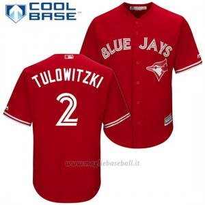 Maglia Baseball Uomo Toronto Blue Jays 2 Troy Tulowitzki Scarlet2017 Cool Base