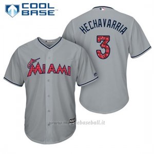 Maglia Baseball Uomo Miami Marlins 2017 Estrellas y Rayas Adeiny Hechavarria Grigio Cool Base