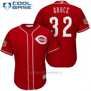 Maglia Baseball Uomo Cincinnati Reds Jay Bruce 32 Scarlet 2017 Allenamento Primaverile Cool Base Giocatore