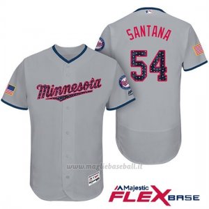 Maglia Baseball Uomo Minnesota Twins 2017 Estrellas y Rayas Ervin Santana Grigio Flex Base
