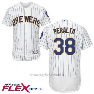 Maglia Baseball Uomo Milwaukee Brewers Wily Peralta Bianco Autentico Collezione Flex Base