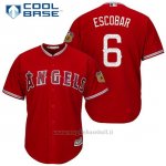 Maglia Baseball Uomo Los Angeles Angels Yunel Escobar 6 Scarlet 2017 Allenamento Primaverile Cool Base Giocatore