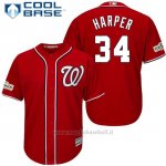 Maglia Baseball Uomo Washington Nationals 2017 Postseason Bryce Harper Scarlet Cool Base