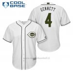 Maglia Baseball Uomo Cincinnati Reds 4 Scooter Gennett Bianco2018 Alterner Cool Base
