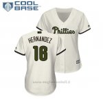 Maglia Baseball Donna Philadelphia Phillies Cesar Hernandez 2018 Dia de los Caidos Cool Base Crema