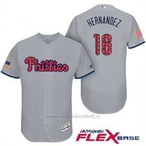Maglia Baseball Uomo Philadelphia Phillies 2017 Estrellas y Rayas Cesar Hernandez Grigio Flex Base