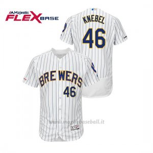 Maglia Baseball Uomo Milwaukee Brewers Corey Knebel 150th Aniversario Patch Autentico Flex Base Bianco Blu