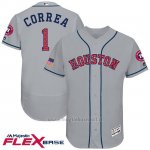 Maglia Baseball Uomo Houston Astros 2017 Estrellas y Rayas Carlos Correa Grigio Flex Base