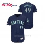 Maglia Baseball Uomo Seattle Mariners Wade Leblanc 150th Aniversario Patch Autentico Flex Base Blu