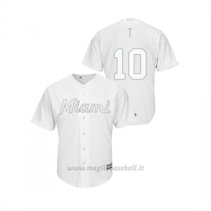 Maglia Baseball Hombre Miami Marlins 10 Jt Riddle 2019 Players Weekend Replica Bianco