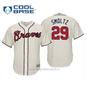 Maglia Baseball Uomo Atlanta Braves John Smoltz Cool Base Majestic Alternato 2019 Crema