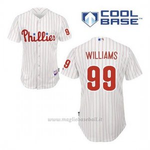 Maglia Baseball Uomo Philadelphia Phillies Mitch Williams 99 Bianco 1ªCool Base