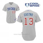 Maglia Baseball Uomo Chicago Cubs 13 Starlin Castro Grigio Cool Base