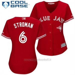Maglia Baseball Donna Toronto Blue Jays 6 Marcus Stroman Scarlet2017 Cool Base
