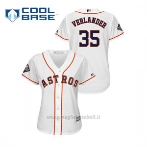 Maglia Baseball Donna Houston Astros 35 Justin Verlander 2019 World Series Bound Cool Base Bianco