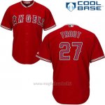 Maglia Baseball Uomo Los Angeles Angels 27 Mike Trout Scarlet Cool Base