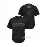 Maglia Baseball Hombre San Francisco Giants 7 Donovan Solano 2019 Players Weekend Replica Nero