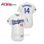 Maglia Baseball Uomo Los Angeles Dodgers 14 Enrique Hernandez 2019 Postseason Flex Base Bianco