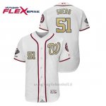 Maglia Baseball Uomo Washington Nationals 51 Wander Suero 2019 Gold Program Flex Base Bianco
