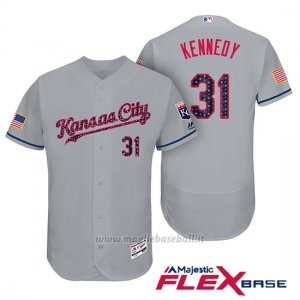 Maglia Baseball Uomo Kansas City Royals 2017 Estrellas y Rayas Ian Kennedy Grigio Flex Base