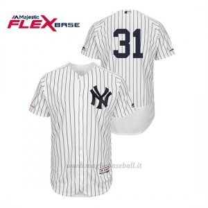 Maglia Baseball Uomo New York Yankees Aaron Hicks 150th Aniversario Patch Flex Base Bianco