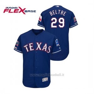 Maglia Baseball Uomo Texas Rangers Adrian Beltre 150th Aniversario Patch Final Season Stadium Patch Blu