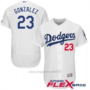 Maglia Baseball Uomo Los Angeles Dodgers Adrian Gonzalez Majestic Autentico Collezione Flex Base Bianco