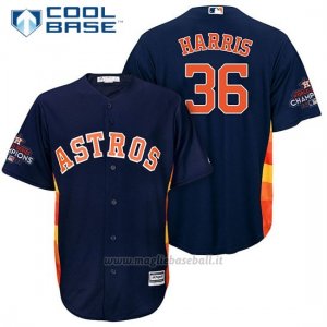 Maglia Baseball Uomo Houston Astros 2017 World Series Campione Will Harris Blu Cool Base