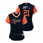 Maglia Baseball Donna Detroit Tigers Jacoby Jones 2018 Llws Players Weekend Juicy J Blu