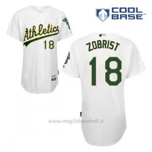 Maglia Baseball Uomo Oakland Athletics Ben Zobrist 18 Bianco 1ªCool Base