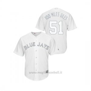 Maglia Baseball Hombre Toronto Blue Jays 51 Ken Giles 2019 Players Weekend Replica Bianco