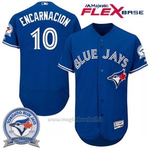 Maglia Baseball Uomo Toronto Blue Jays Edwin Encarnacion 10 Flex Base 40 Anniversario