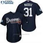 Maglia Baseball Uomo Atlanta Braves 31 Greg Maddux Blu 2017 Allenamento Primaverile Cool Base