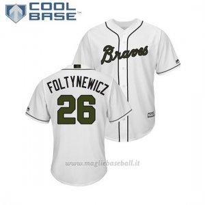 Maglia Baseball Uomo Atlanta Braves Mike Foltynewicz 2018 Dia de los Caidos Cool Base Bianco