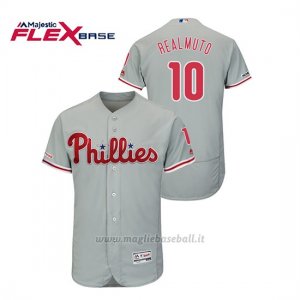 Maglia Baseball Uomo Philadelphia Phillies J.t. Realmuto 150th Aniversario Patch Flex Base Grigio